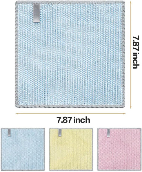 RHQQ 12 Pcs Non Scratch Wire Dishcloth Multipurpose Wire Dishwashing Rag for Wet and Dry Double Layers Reusable Wire