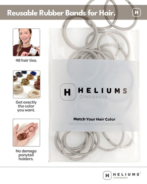 Heliums Small Hair Ties - Dark Brown, No Damage Mini 1 Inch Reusable 2mm Elastics for Thin Hair and Kids, 48 Count