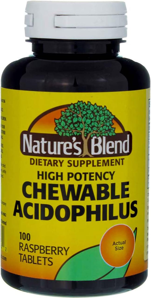 Nature's Blend Acidophilus Chewable Raspberry Flavor - 100 Tablets, Pack of 2