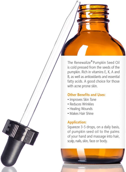 ORGANIC PUMPKIN SEED OIL NATURAL FACE MOISTURIZER - Unrefined, Cold Pressed facial oils anti aging treatment for men and women | For Normal Combination and Mature Skin Types