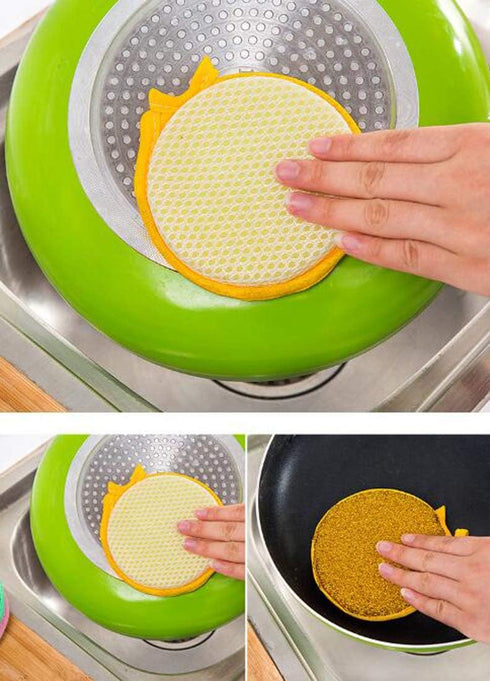 10 Pcs Round Shape Double Side Metallic Scrub Sponge, Dish Pad Cleaner Balls