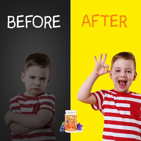 VAL Chewable Magnesium for Kids, Relaxation & Calm Formula, Glycinate, Citrate, Taurate, Vitamin B6, D, C, 60 Tablets