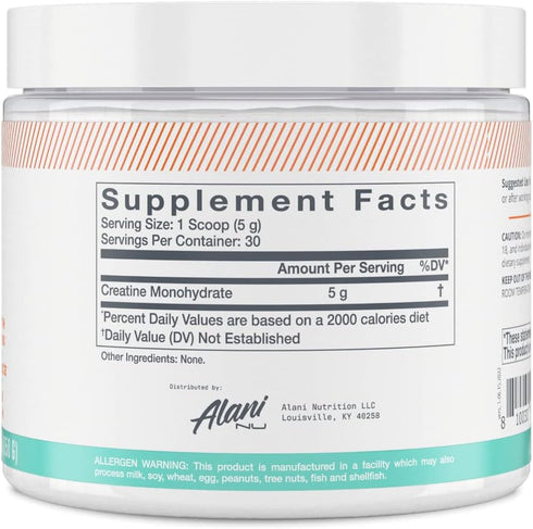Alani Nu Creatine Monohydrate Powder | Unflavored | Micronized | 30 Servings - Gluten Free, Sugar Free, Vegan