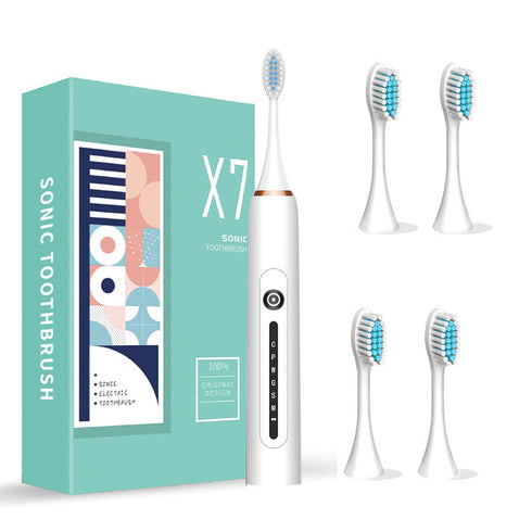 Sonic Electric Toothbrush for Adults and Kids, Low Noise with 6 Modes and 4 Replacement Brush Heads