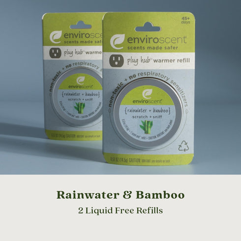 Enviroscent Non-Toxic Air Freshener Refills (Rainwater & Bamboo) Plug-in Air Freshener for Home | Essential Oil Plug In Refills | Home Fragrance Last Over 90 Days | 2 Liquid Less Scent Pod Refills