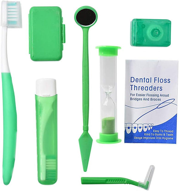 Angzhili Portable Orthodontic Toothbrush Kit for Braces, Dental Care Kit with Interdental Brush, Dental Wax, Floss,