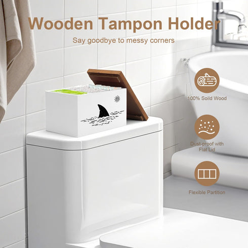 MROUEN Tampon Holder for Bathroom,White Feminine Product Organizer,Girl Stuff Box for Bathroom,Pad and Tampon Organizer