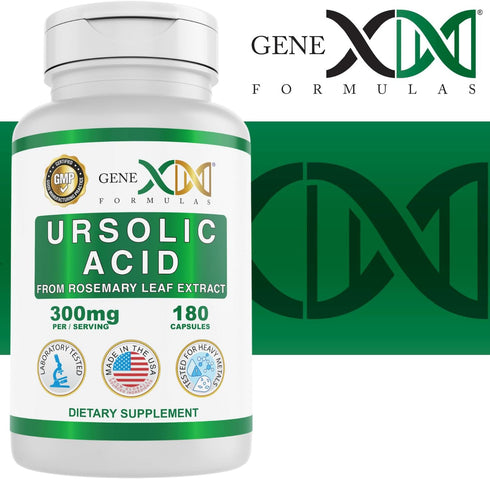 GENEX Ursolic Acid 300mg - 180 Capsules, Sourced from Rosemary Extract, Non-GMO, Gluten Free, Vegetarian