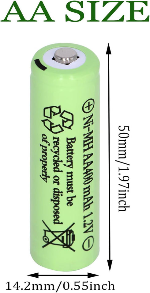 16 Packs AA Solar Batteries 1.2V 400mAh Ni-MH Rechargeable for Outdoor Solar Lights, String Lights, Pathway Lights