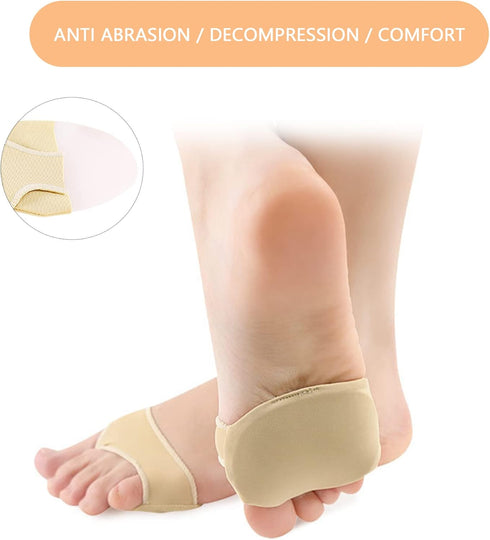 Ball of Foot Cushions for Women, 4 Pairs Fabric Metatarsal Pads for Pain Relief and Foot Health Care