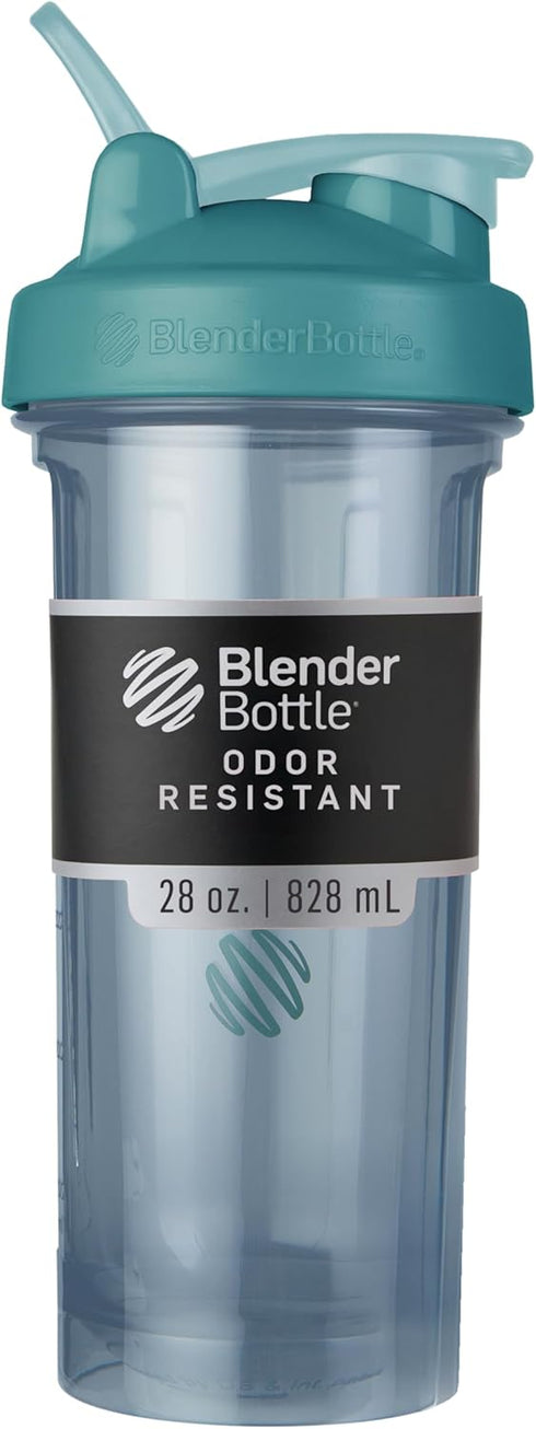 BlenderBottle Pro Series Shaker Bottle - 28-Ounce for Protein Shakes and Pre Workout, Cerulean Blue