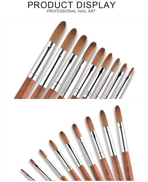 Kolinsky Sable Acrylic Nail Art Brush, Professional Red Wooden Nail Brush (12#) for Nail Design
