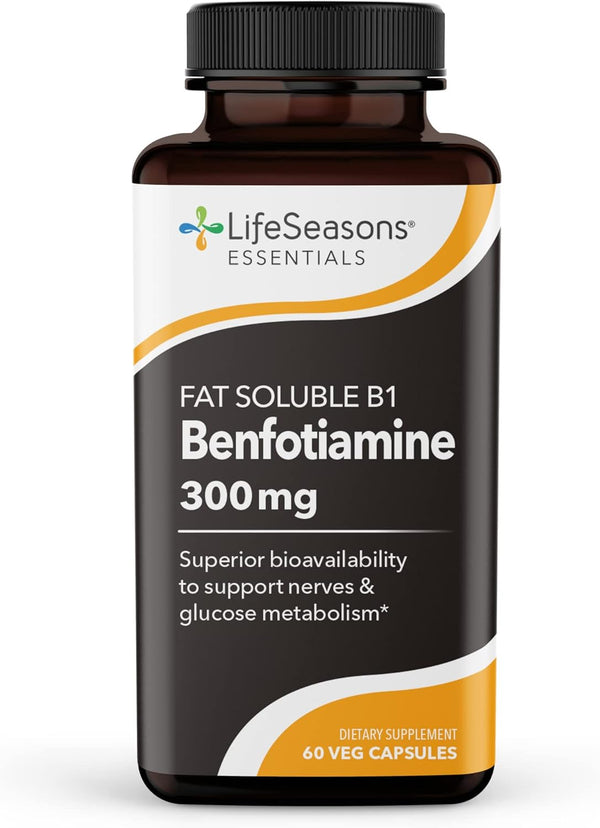 Life Seasons Benfotiamine, Fat Soluble Vitamin B1 Supplement for Memory, Cognitive Performance, 60 Capsules