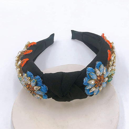 Yusier Baroque Rhinestone Crystal Headbands - Exquisite Hair Accessories for Women, Available in 5 Colors (Black)