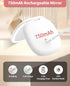 wobsion Travel Mirror with Light, Rechargeable 1x/10x Compact Dimmable Pocket Mirror, 4inch Travel Size (White)