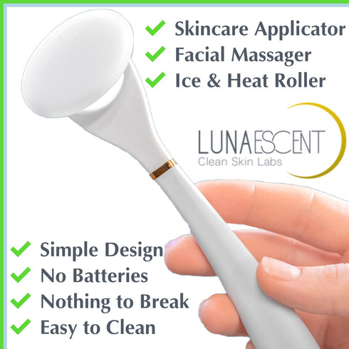 Reusable Silicone Skincare Applicator & Spatula Set (Meadow Green), Ice & Heat Face Roller Tool
