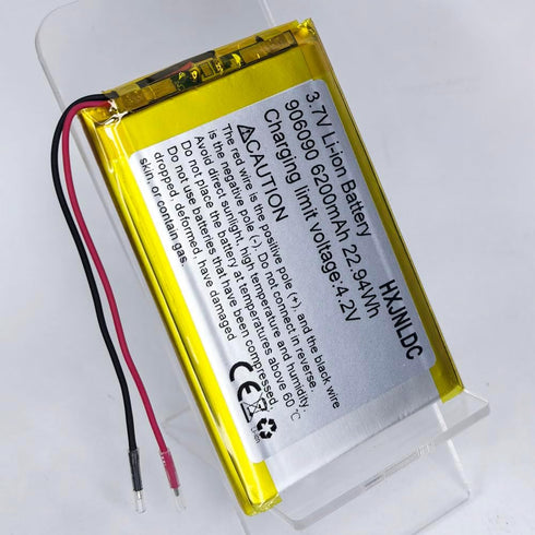 HXJNLDC 3.7V 6200mAh 906090 3.7-5V 2-Wire DC Rechargeable Lithium Polymer Battery, Suitable for DIY Electronic Products