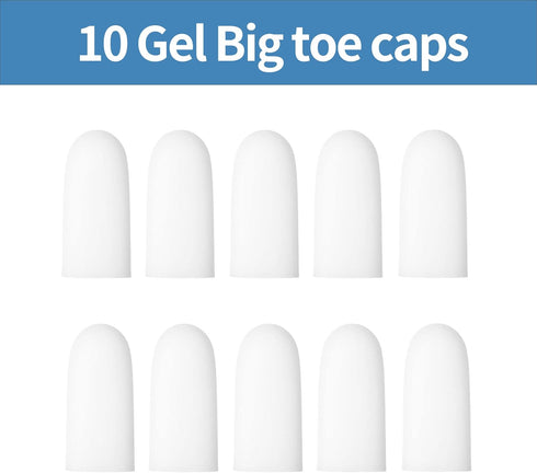 KONGDY Big Toe Protectors - 10 Count Silicone Toe Caps for Pain Relief from Corns, Callus, and Ingrown Toenails