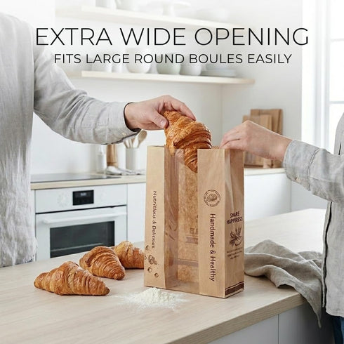 Gybahy 50 Pack Packaging, Bread Bags for Homemade Bread, Sourdough Bread Bags with Clear Window, Kraft Paper Sourdough