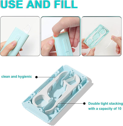 Holy Rose Portable Dental Floss Picks Dispenser, Travel Floss Case with 80 Count Sticks (Blue)