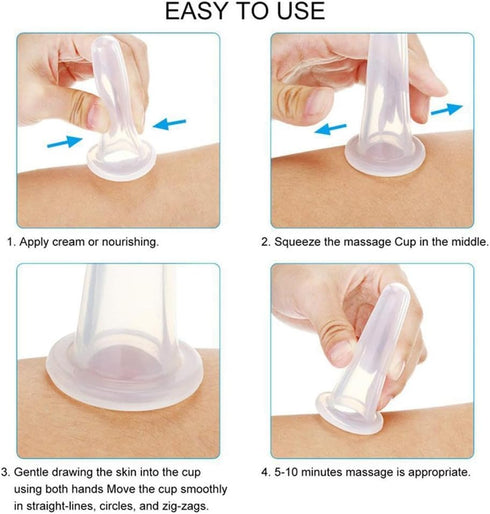 Xinjincang 4Pcs Set Massage Cupping Silicone Mini Facial Cups Face Massager Helper Skin Care Neck Back Eyes Massaging