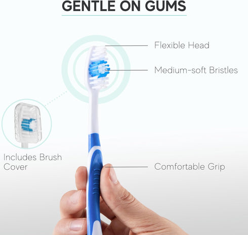 104 Pack Bulk Toothbrushes with Cover Caps, Individually Wrapped Disposable Travel Toothbrush, 4 Colors (Red Green Blue
