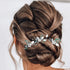 Heread Silver Leaf Bridal Hair Accessories Pearl Flower Hair Pins with Green Opal Rhinestones (Pack of 3)