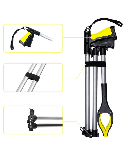 38" Extra Long Grabber Tool, Lightweight Reaching Aid with 360° Rotating Anti-Slip Jaw for Elderly
