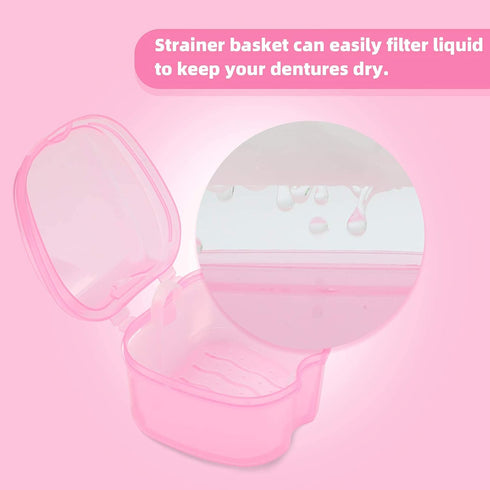 Dental Orthodontic Retainer Container Cleaning Case, Mouthguard Storage Soaking Case, Pink