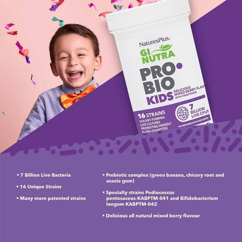 Natures Plus GI Natural Probiotic Kids, Mixed Berry Flavor, 30 Chewables for Digestive & Immune Health