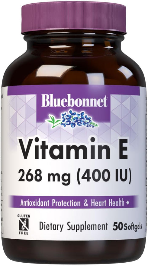 Bluebonnet Nutrition Vitamin E 400 IU (268 mg) - 50 Softgels, Mixed Tocopherols, Free Radical Protection &