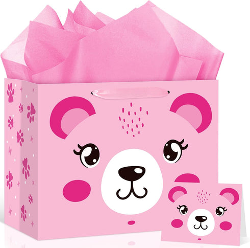 Peconal Pink Bear Gift Bag for Baby Shower Pink Bear Baby Shower Birthday