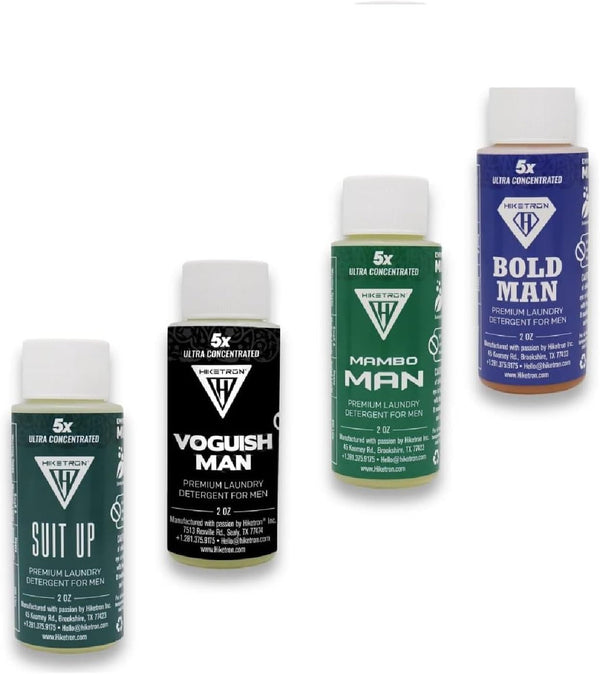 Masculine Scents Sample Pack, Liquid Laundry Detergent, 5x Ultra Concentrated, Tough Stains Remover, 2 FL OZ X 4.