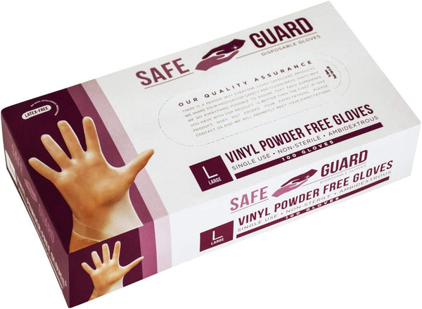 Safeguard Large Vinyl Powder Free Gloves, 100 Count