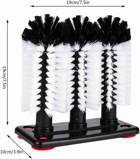 MUNEFE 3 Brush Cleaner, Water Bottle Cleaner Brush, Glass Cup Washer with Suction Cup Base Brush for Kitchen Sink Home