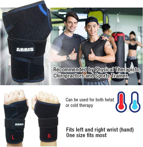 Wrist Ice Pack Wrap for Carpal Tunnel Relief, Hand Support Brace with 2 Reusable Gel Packs for Injuries