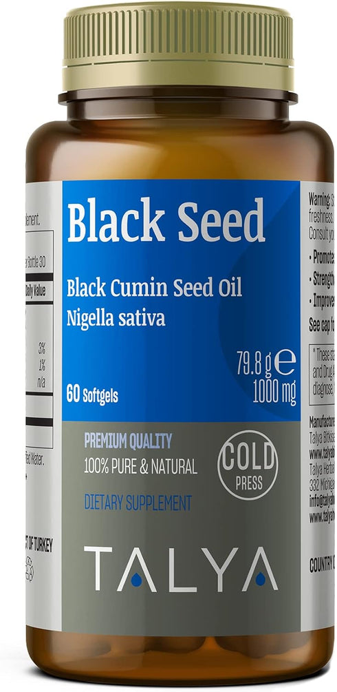 Black Seed Oil Softgel, High Thymoquinone - Immune Support, Digestive Health, Brain Function, Joint Mobility