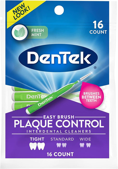 DenTek Easy Brush Fresh Mint Extra Tight Interdental Cleaners, 16 Count (Pack of 4)