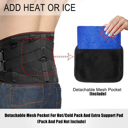 Lower Back Braces for Pain Relief, Compression Belt for Men & Women, Lumbar Support Backbrace, Adjustable Straps,