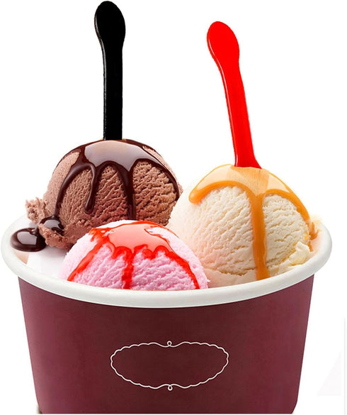 100 Pieces Ice Cream Scoops, Disposable Cake Spoons, Plastic Yogurt Pudding Spoons, Ice Cream Spoons (Clear)