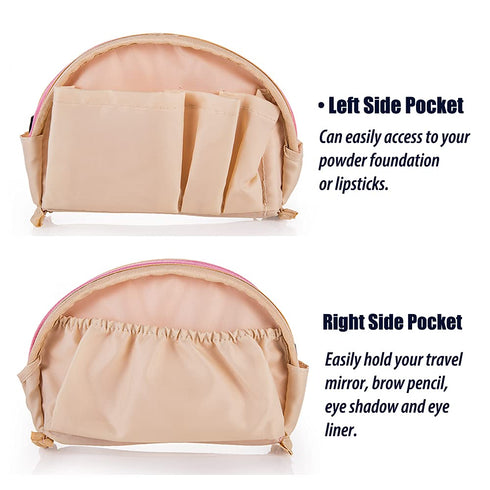 Hekyip Half Moon Cosmetic Beauty Bag, Handy Makeup Pouch for Travel for Women (PINK)