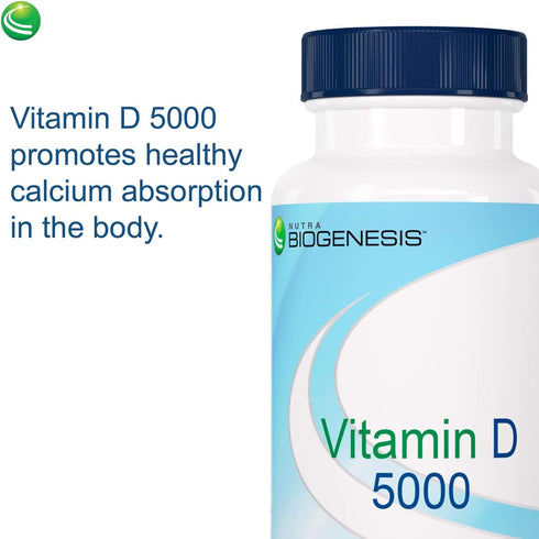 Nutra BioGenesis Vitamin D 5000 - Vitamin D3 5000 IU for Calcium Absorption and Immune Function - 90 Softgels