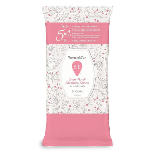 Summer's Eve Feminine Cleansing Cloths, Sensitive Skin, Sheer Floral 32 ea (Pack of 5)
