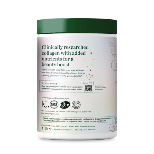 Great Lakes Wellness Beauty Boost Advanced Collagen Peptides - Raspberry Lemonade, Hyaluronic Acid, Biotin, Vitamin C -