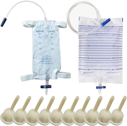 YEYSXSY Condom Catheter External self Sealing Set 10pcs Male Condom Catheter 1pcs 500ml