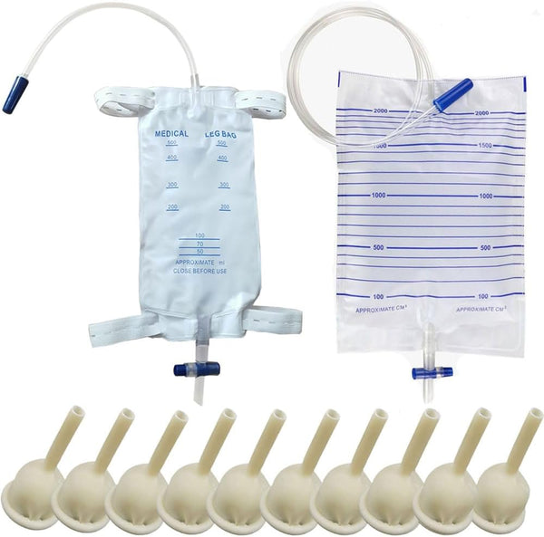 YEYSXSY Condom Catheter External self Sealing Set 10pcs Male Condom Catheter 1pcs 500ml