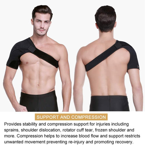 HUEGLO Right Shoulder Brace for Men, Torn Rotator Cuff Support Stabilizer for Women, Shoulder Pain Relief