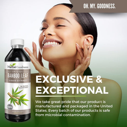 Herbal Papaya Bamboo Silica Supplements, Organic Extract 12oz for Hair, Skin, Nails, Bone Support