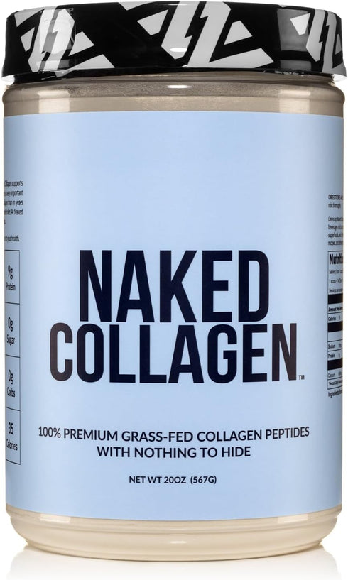 Naked Collagen Peptides Protein Powder, 60 Servings, Grass-Fed Hydrolyzed Collagen, 20oz