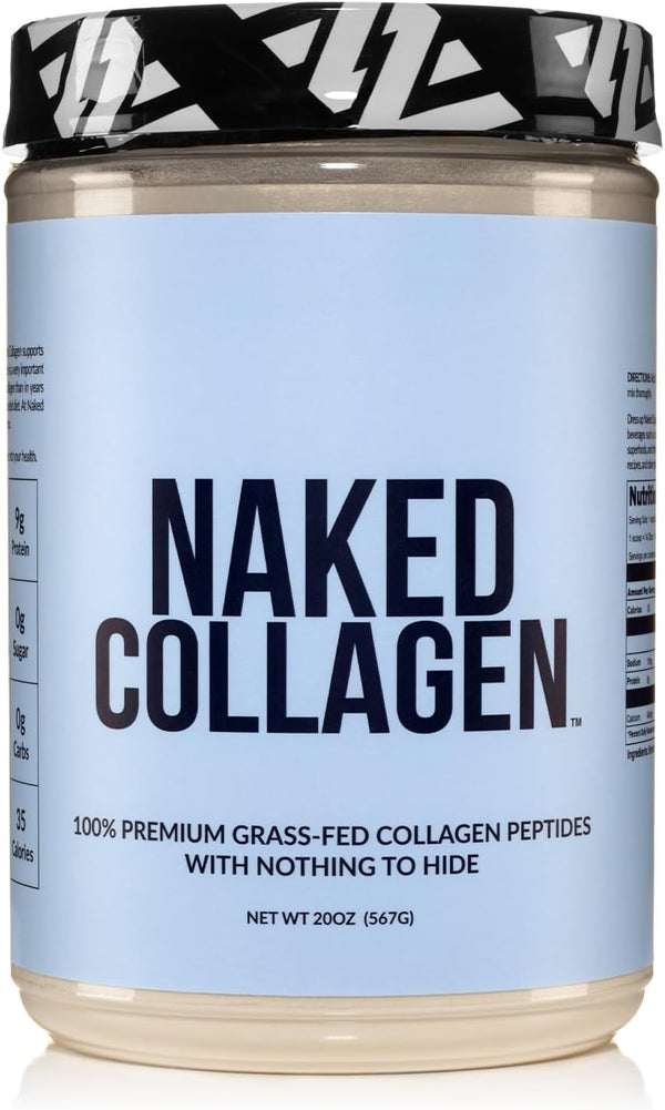 Naked Collagen Peptides Protein Powder, 60 Servings, Grass-Fed Hydrolyzed Collagen, 20oz